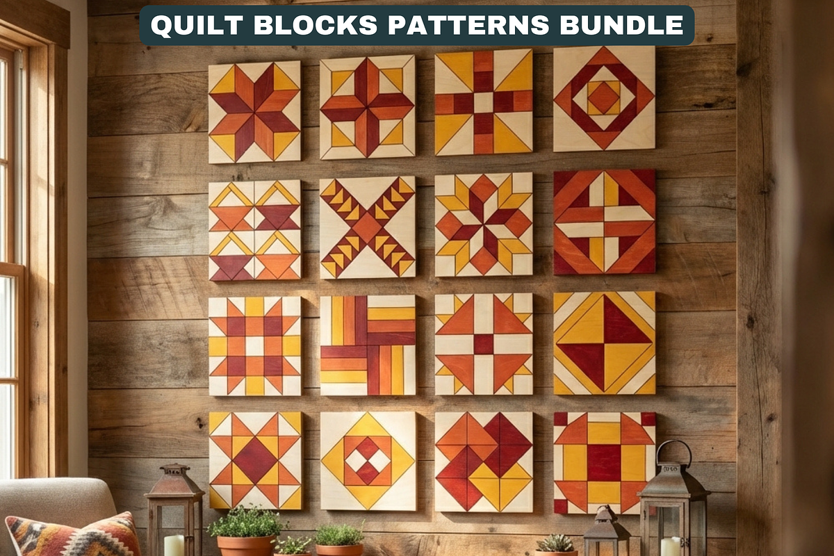 Geometric Barn Quilt Block Patterns, a Pattern Graphic by AtacanDigital (Photo 14 of 19)