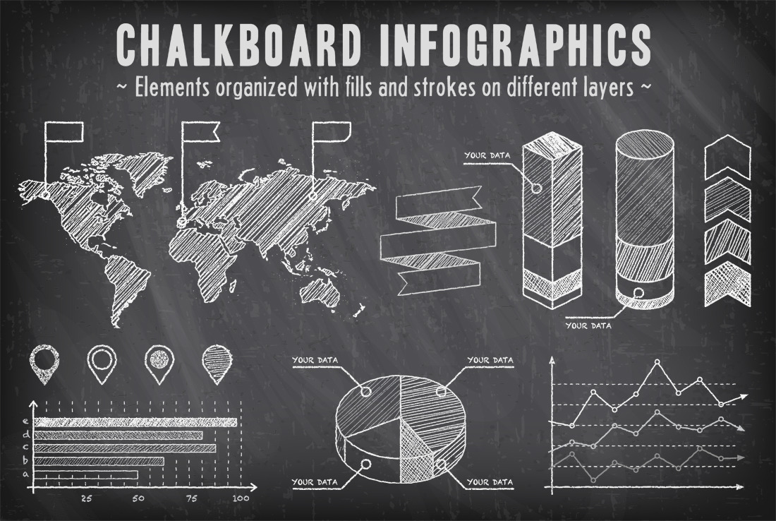 Chalkboard Vector Infographics, a Work Illustration by FourLeafLover