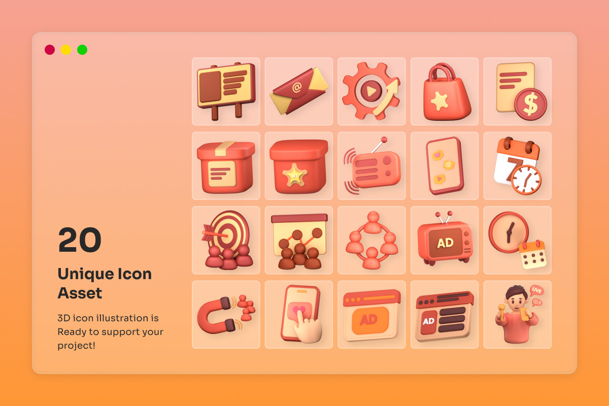 Marketing & Advertisement 3D Icon, a Work Illustration by twinstd (Photo 6 of 6)