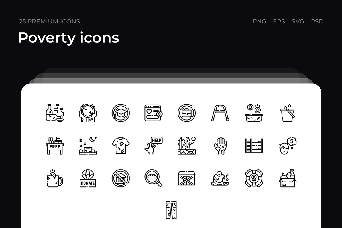 Poverty icons, an Outline Icon by Wencory