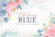 Blush and Blue Watercolor Flowers, an Illustration by Hello Muse Design (Thumbnail 1 of 6)