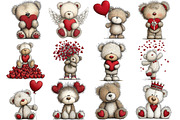 Valentine’s Day Teddy Clipart, an Illustration by Craft Nest (Thumbnail 9 of 11)