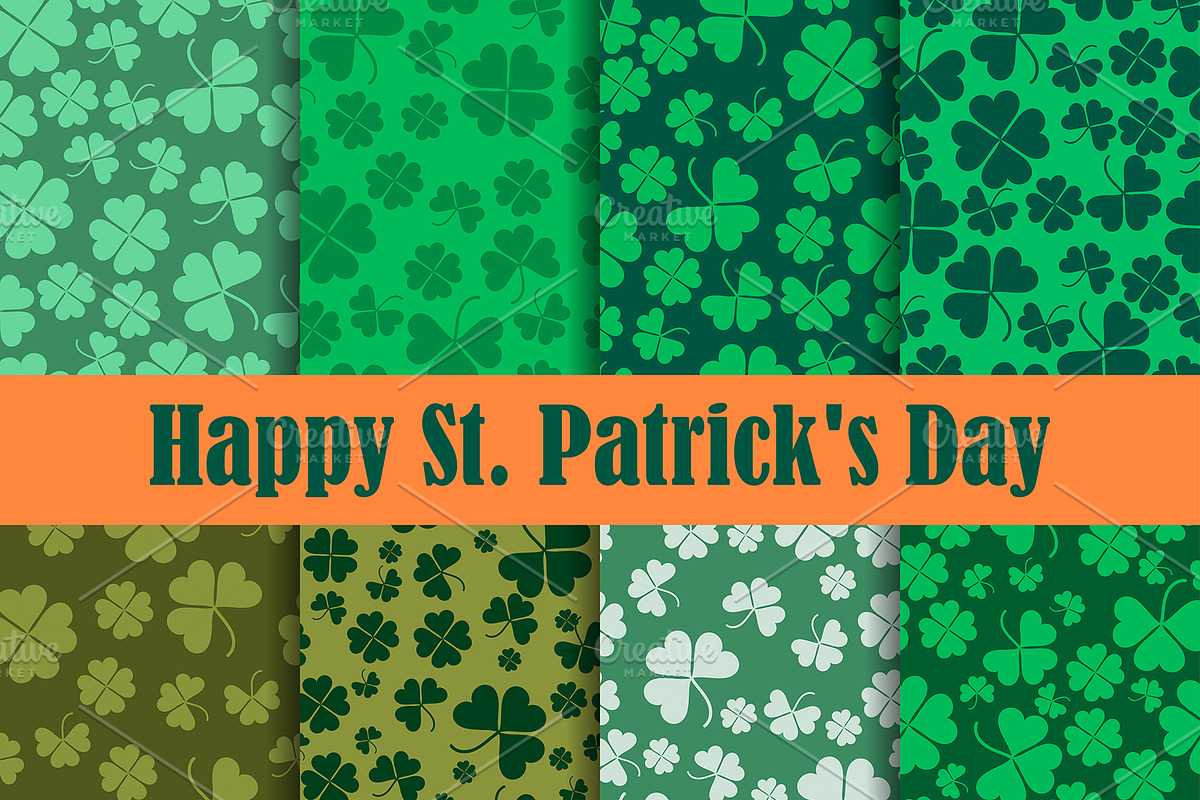 Clover leaves seamless patterns, a Pattern Graphic by Andy Vinnikov
