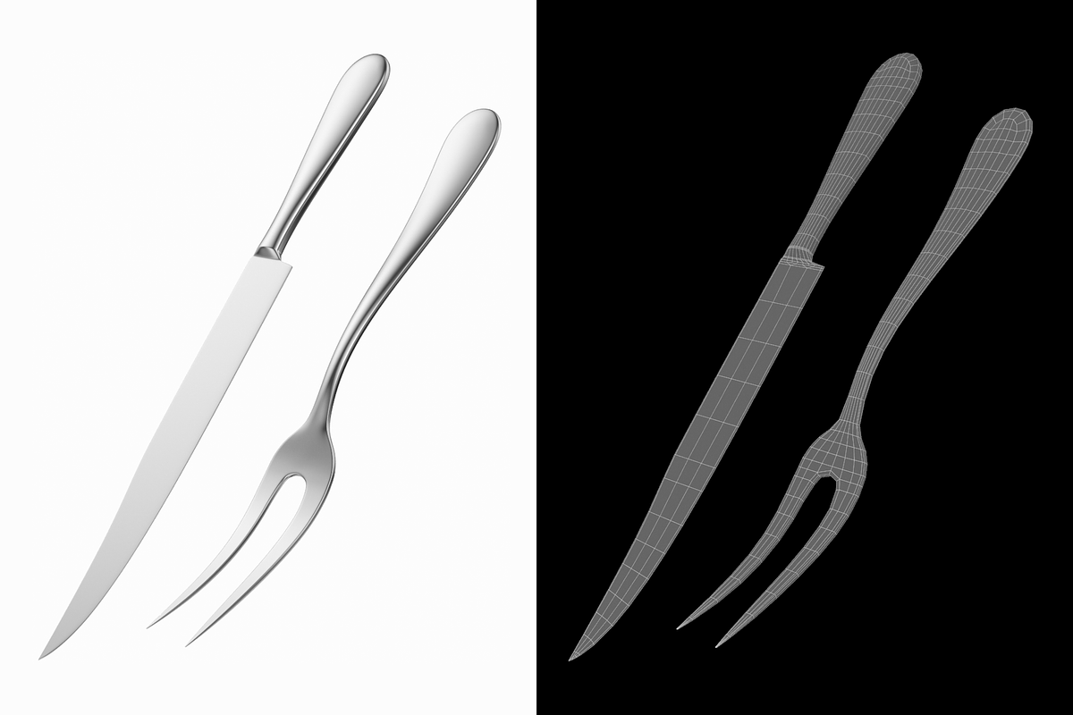 Carving Knife and Fork Common Cutler, an Object 3D Model by VK Studio (Photo 2 of 7)