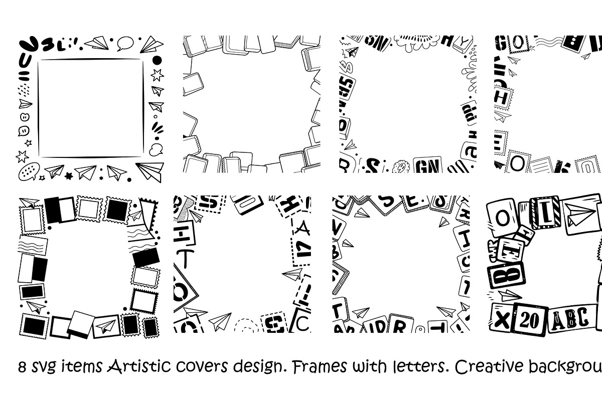 8 svg items Artistic frames design., a Background Graphic by SketchArtStudio (Photo 1 of 3)