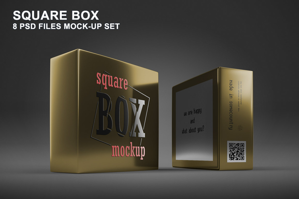 Square Box Mockup Set - 8 PSD, a Cups & Container Mockup by mockupgeek (Photo 1 of 2)