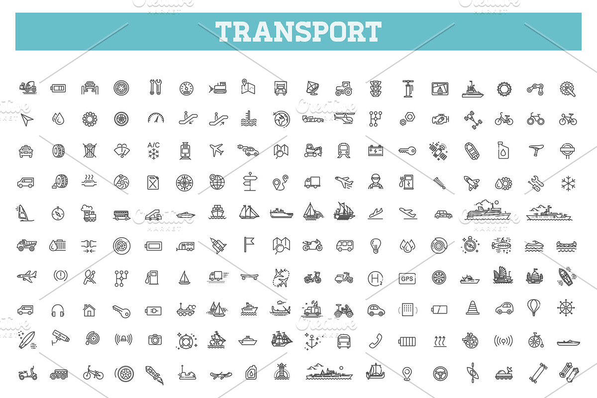 Vector Transport Icons, an Outline Icon by Tettygreen (Photo 1 of 5)