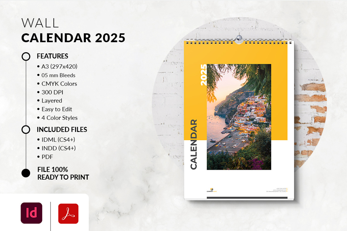 A3 Size Wall Calendar 2025, a Stationery Template by MstArtwork (Photo 4 of 5)