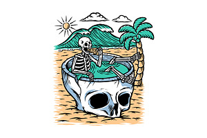 Take time to chill on the beach, a Person Illustration by gunaonedesign