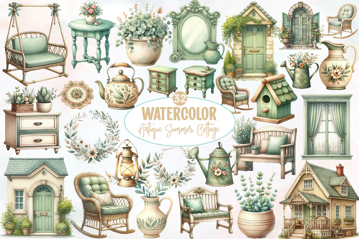 Antique Summer Cottage Clipart, an Illustration by Designworld (Photo 1 of 5)