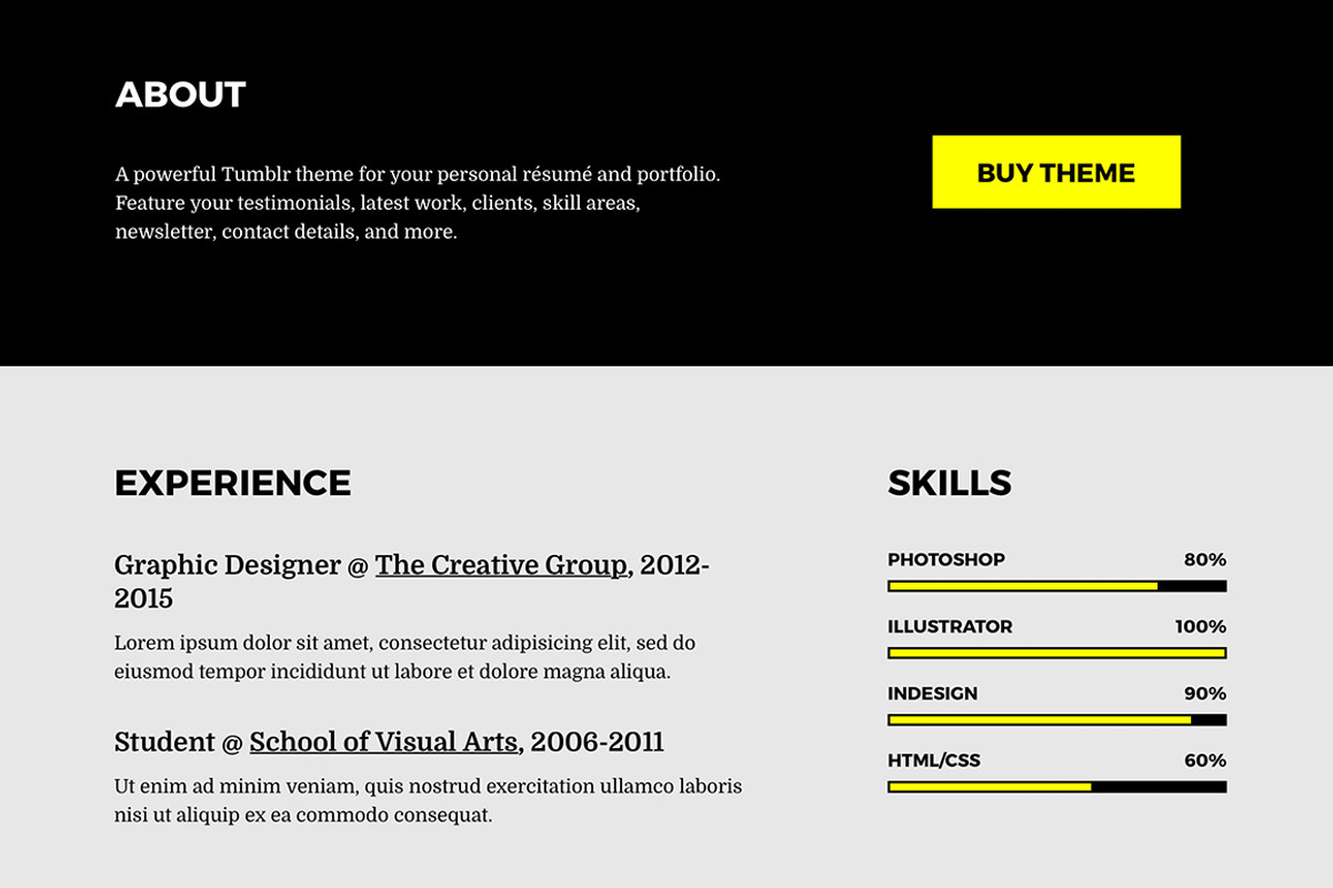 Résumé Tumblr Theme, a Websites & App Template by Themelantic (Photo 3 of 5)