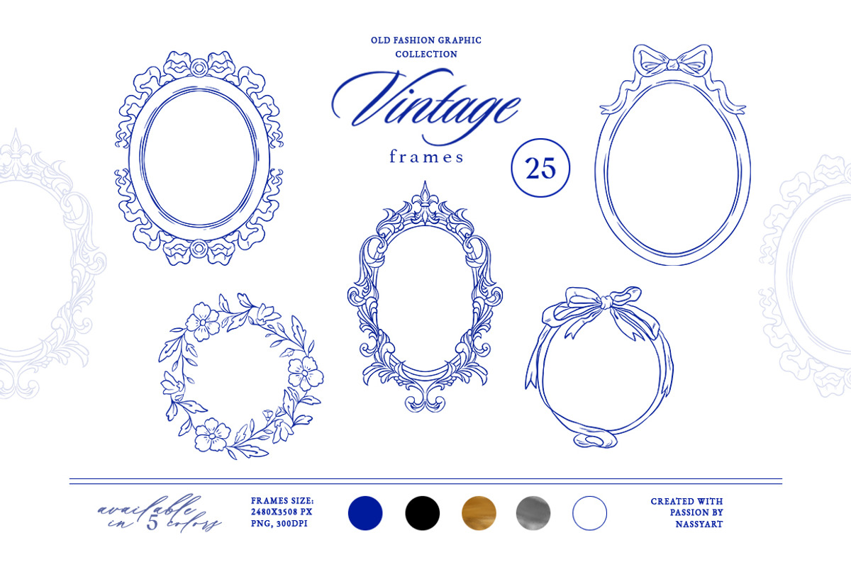 +420 Barbara Vintage Line Art Set, a Decorative Illustration by NassyArt (Photo 6 of 29)
