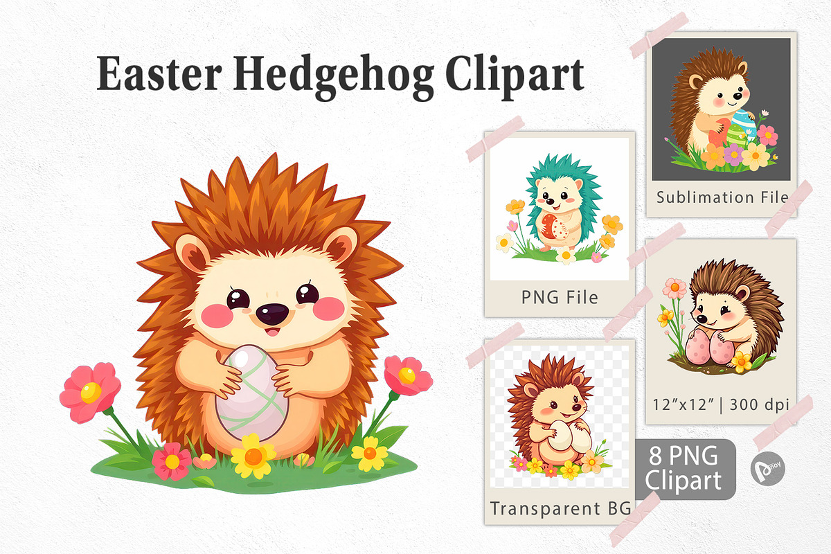 Easter Hedgehog Clipart, a Graphic by Artnoy (Photo 1 of 5)