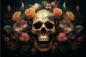 Symbolic Skull Flowers Art. Generate