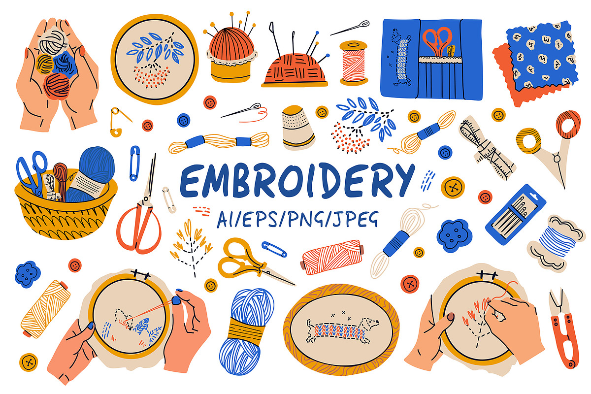 Embroidery vector illustration, an Object Illustration by Zeukaa (Photo 1 of 6)