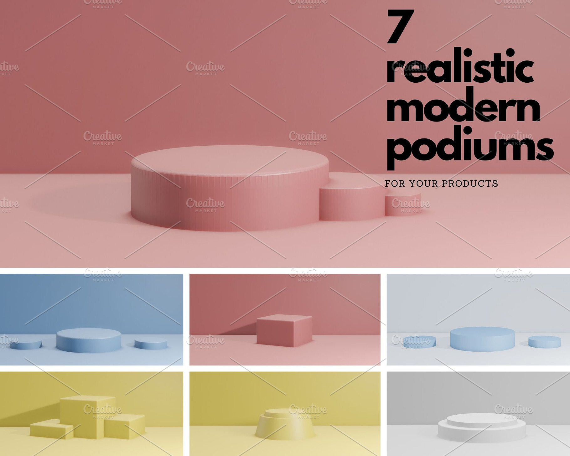 Podium pedestal mockups 3d render, an Abstract Photo by Troyan Studio