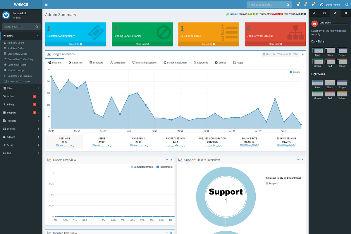WHMCS Admin Theme (Lara), a HTML Template by aibrahim (Photo 1 of 2)