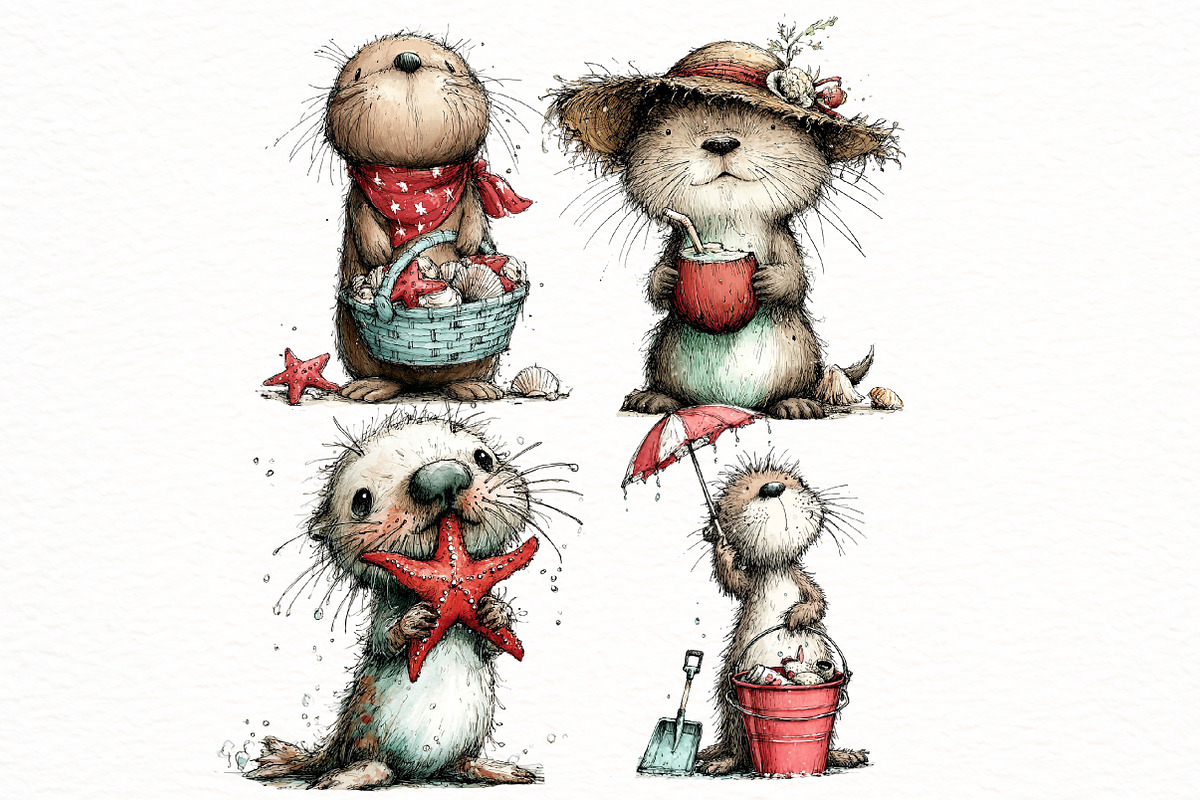 Whimsical summer seal clipart, an Illustration by Designworld (Photo 4 of 4)