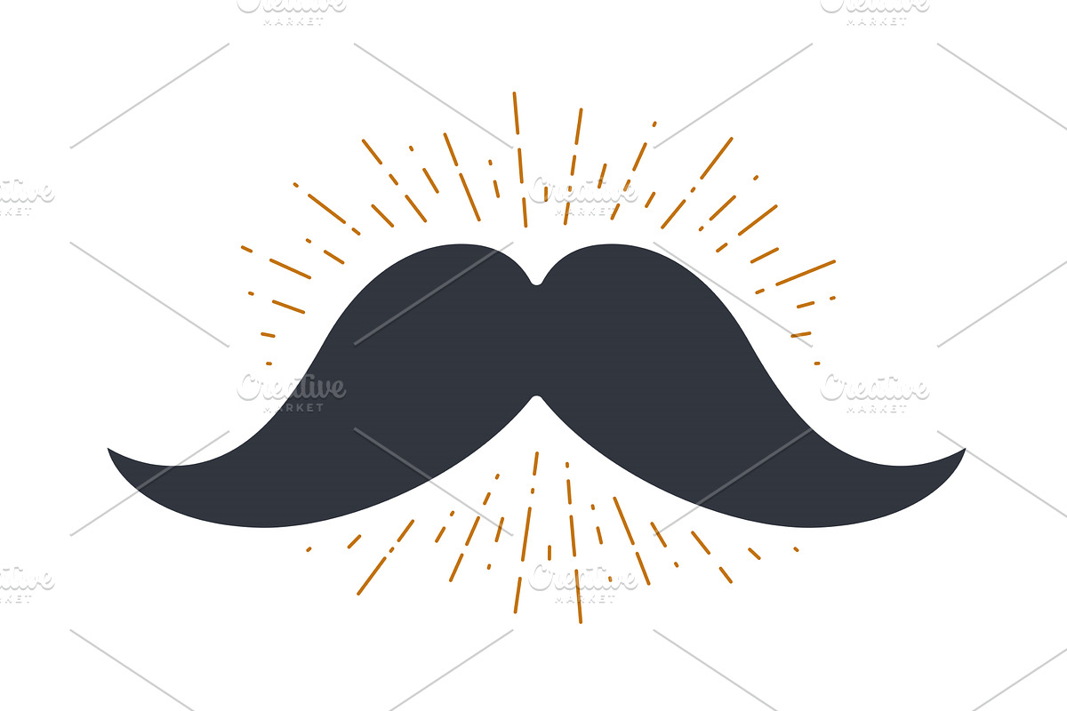 Mustache and vintage sun rays, an Object Illustration by Foxys Graphic