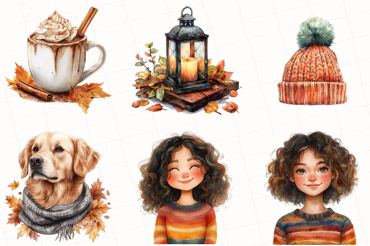 Watercolor Fall Season Clipart, an Illustration by OK Design (Photo 3 of 5)