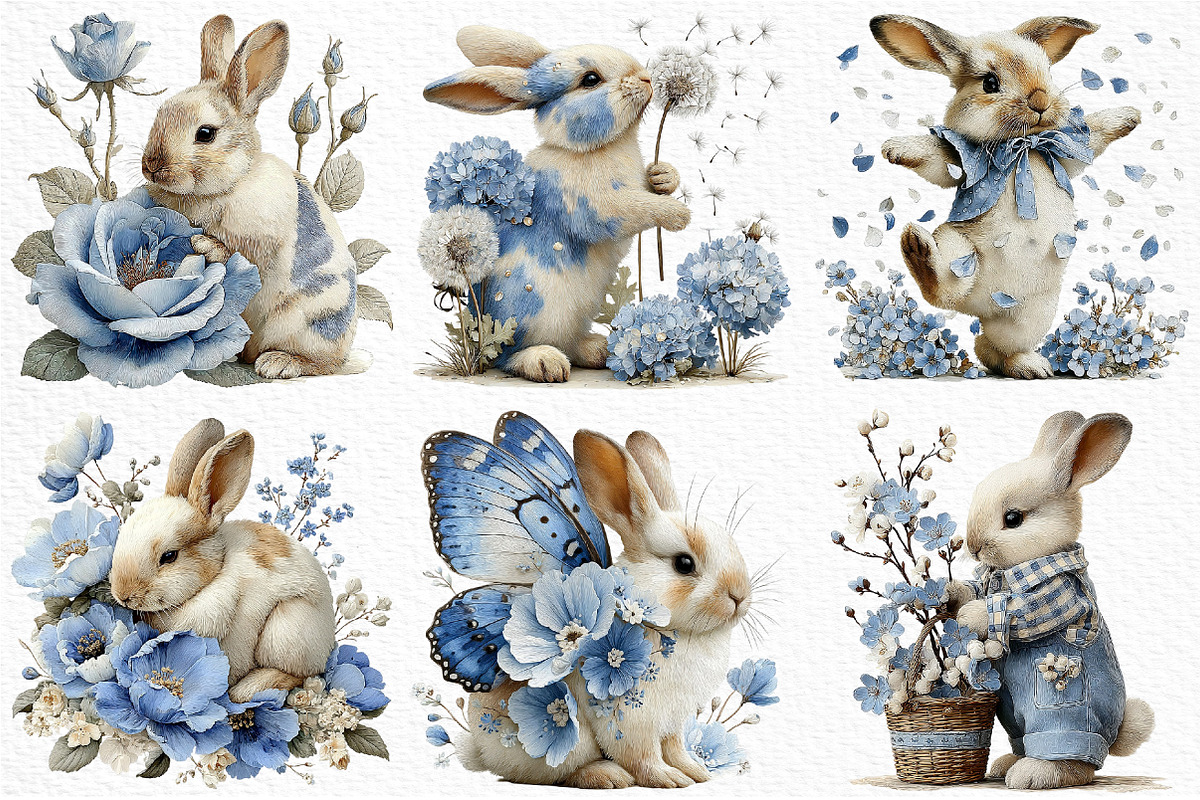 Watercolor Spring Rabbit Clipart Png, an Illustration by Craft Nest (Photo 3 of 11)