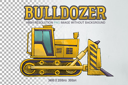 Bulldozer PNG digital illustration