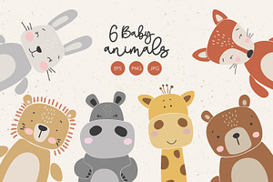 6 Baby Animals Clipart