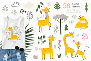 Giraffes Clipart & Pattern, a Background Graphic by Nafanya (Thumbnail 3 of 9)