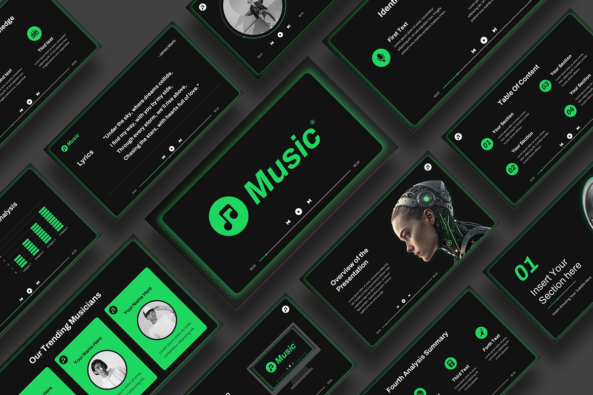 Music Presentation Template, a Presentation Template by BumbleGraph Studio (Photo 4 of 4)