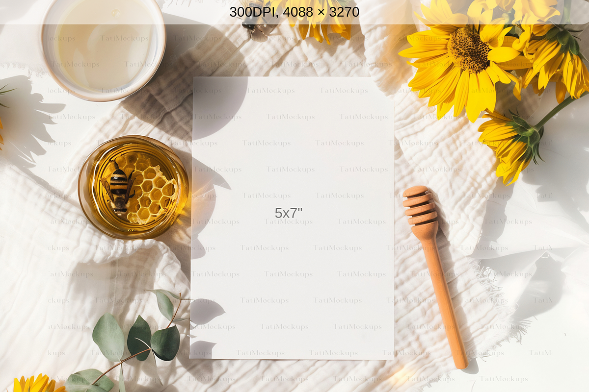 Rustic Card Mockup Bee Themed, a Product Mockup by TatiMockup