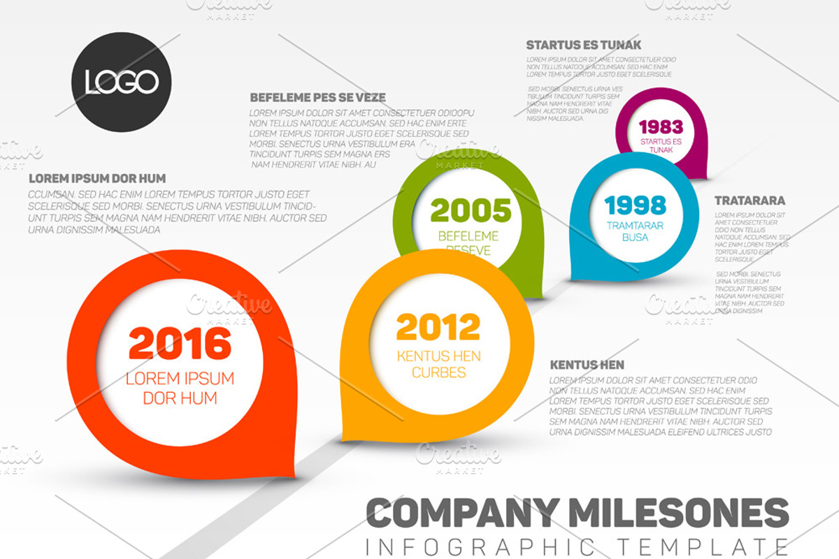 Vector Timeline Template with Pins, a Presentation Template by Orson