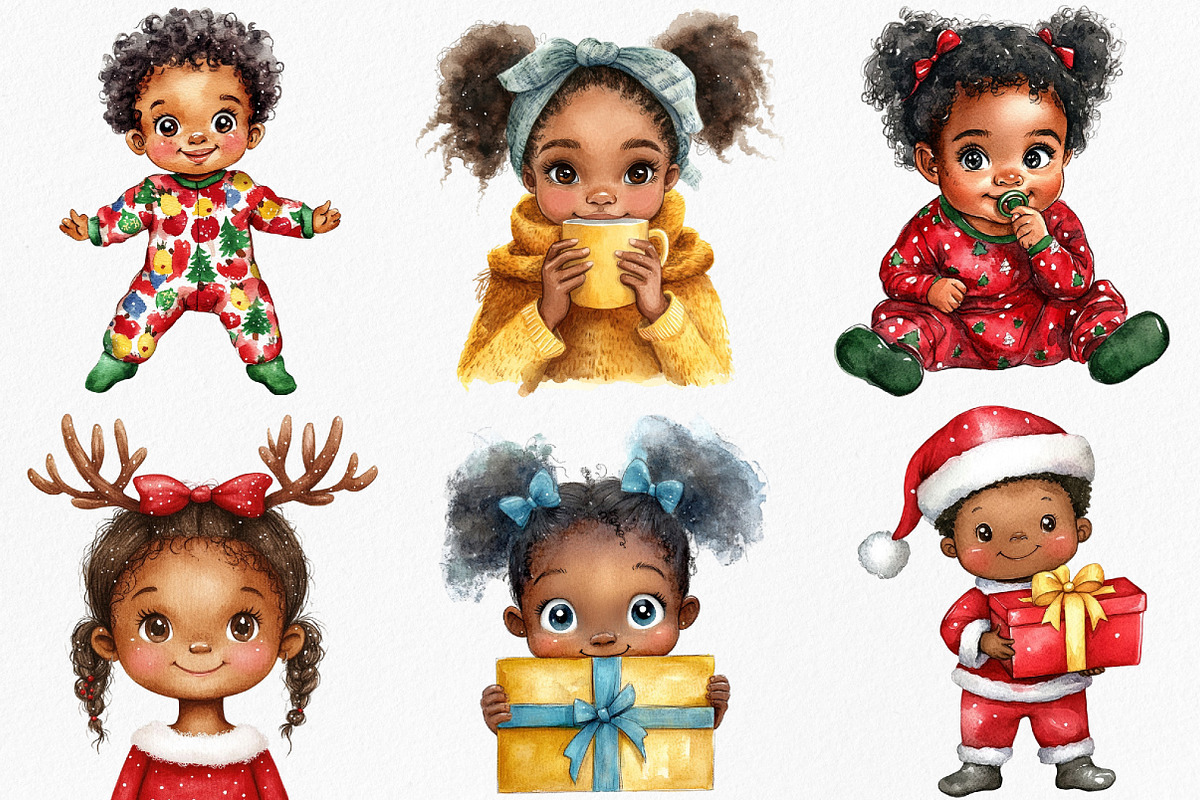 African American Christmas Clipart, an Illustration by Canvas Craft (Photo 3 of 7)