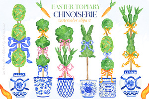 Easter Chinoiserie Topiary Clipart