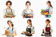 Waitress Watercolor Clipart, an Illustration by Craft Nest (Thumbnail 5 of 9)