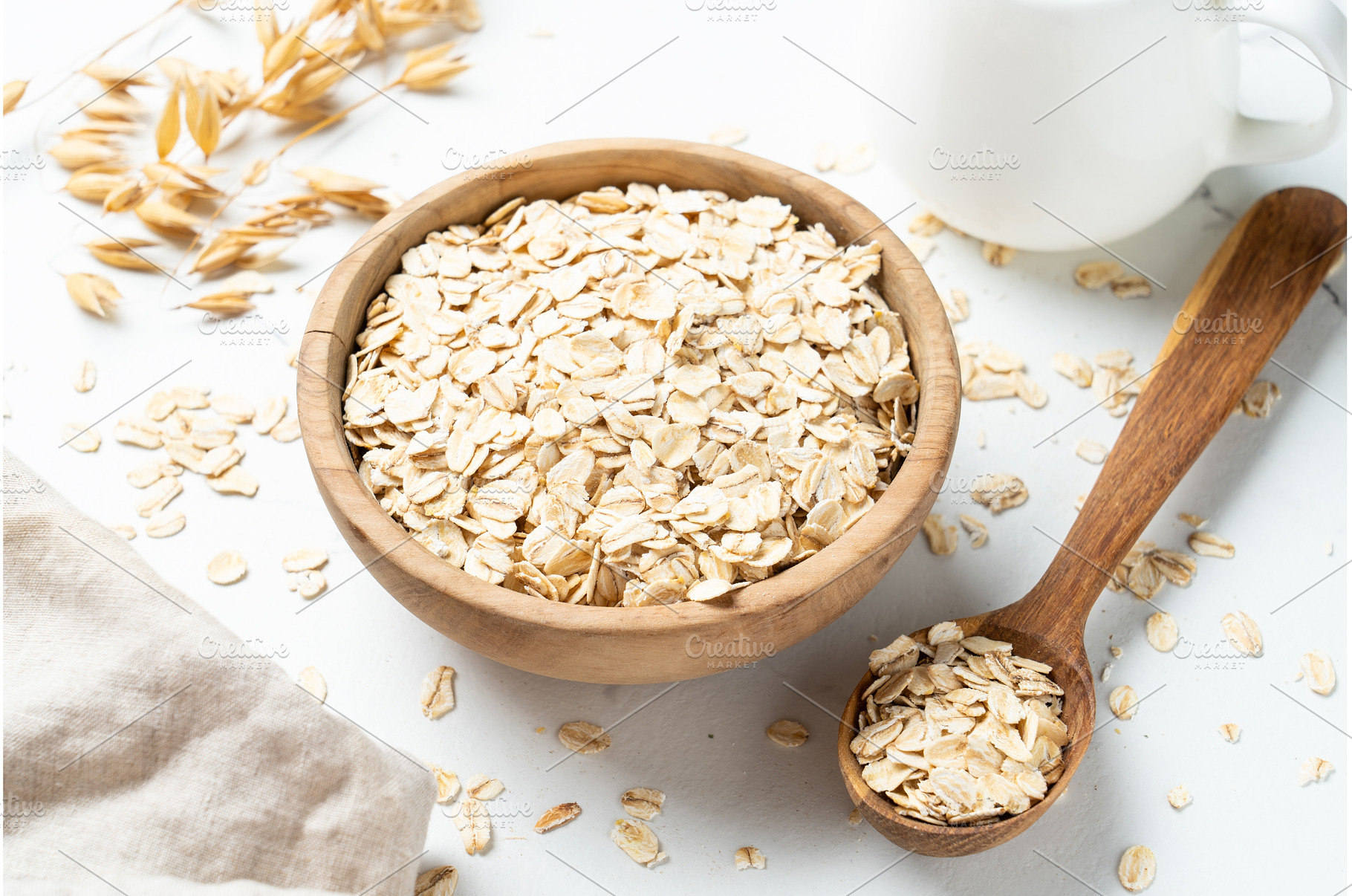 Rolled oats or oat flakes in a, a Food & Drink Photo by Nadia-nb