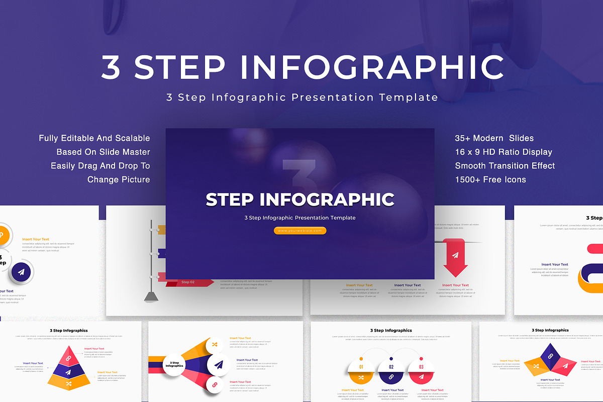 Three Step Infographic Presentation, a Presentation Template by SlideStack (Photo 1 of 5)