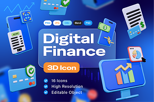 Digital Finance 3D Icon Pack, an Object 3D Model by Burntilldead
