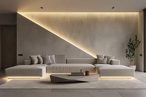 Minimalist living room that also cat, a Photo by LOGOCREATIVE