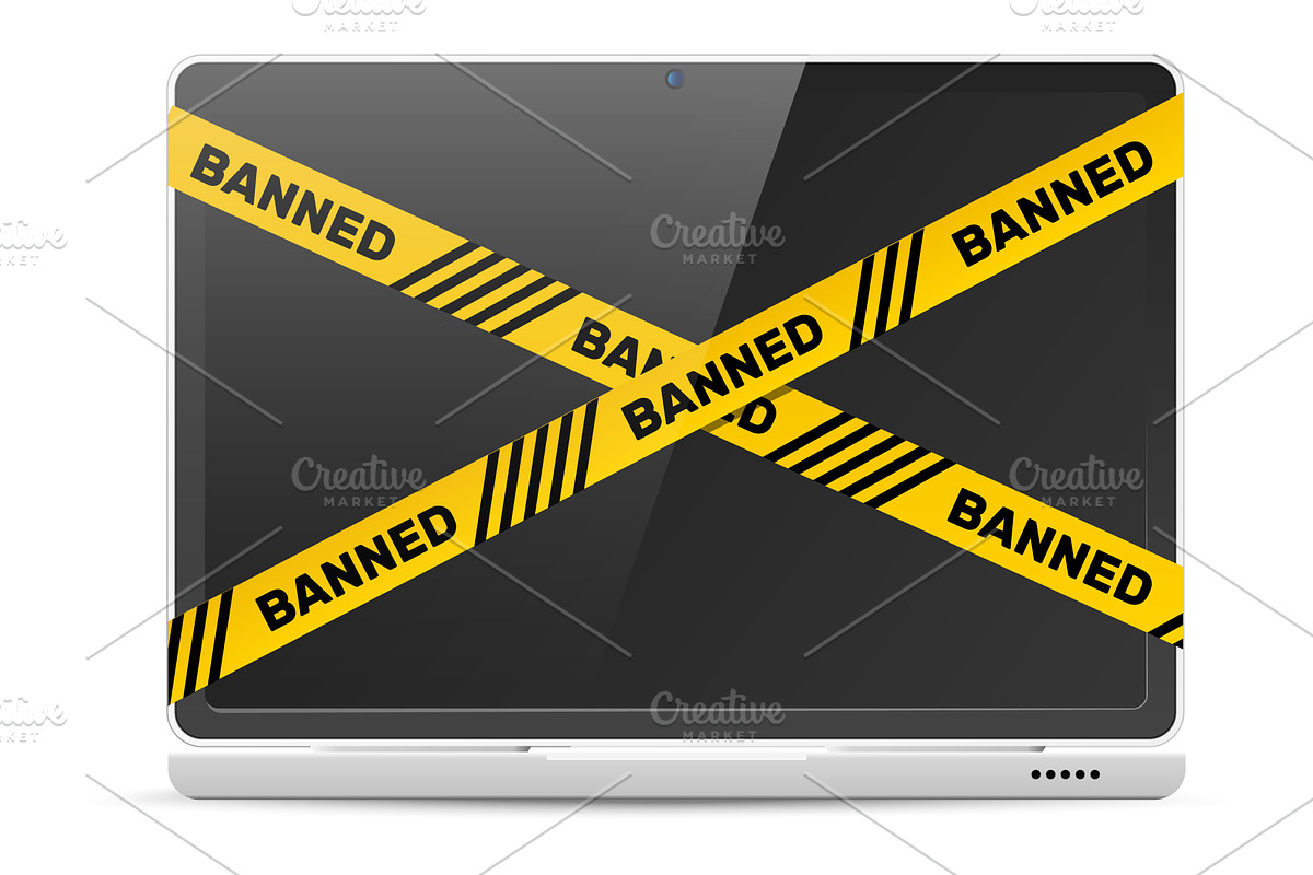 Realistic laptop mockup with banning, a Technology Illustration by Vectorbuum