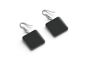 Black Square Earring Pair 3D Model, an Object 3D Model by rebrandy