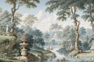 French Antique Landscape Wallpaper