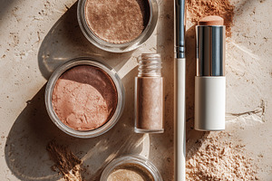 Natural golden beige makeup cosmetic, a Beauty & Fashion Photo by MistyDay