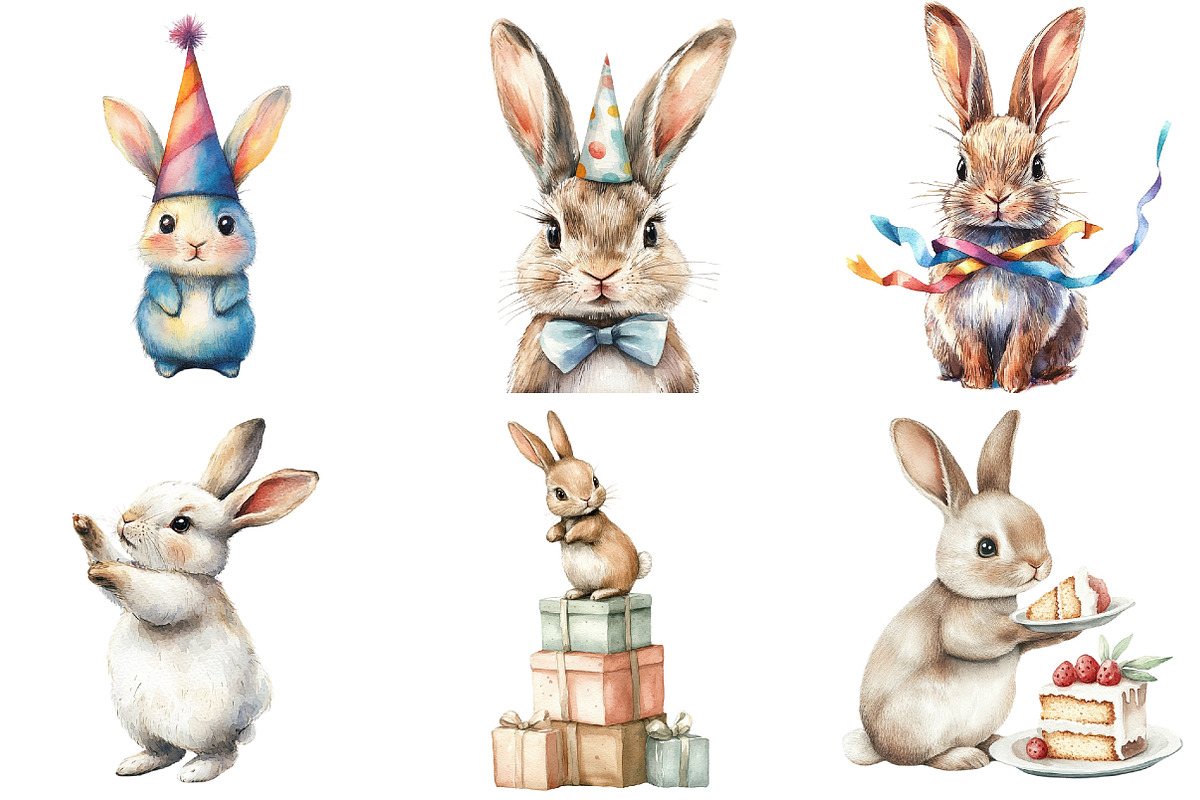 Birthday Bunny Clipart Bundle, an Illustration by Pixels.Craft (Photo 5 of 6)