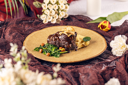 Still life of romantic dinner