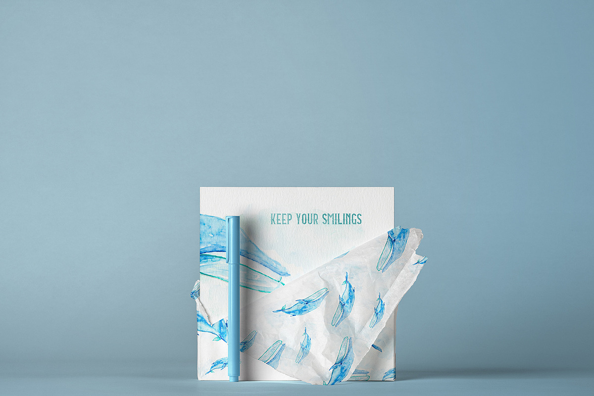 Hand-drawn watercolor whale bundle, an Object Graphic by Natsuhisui (Photo 8 of 9)