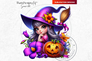 Playful Halloween witches cliparts, a Seasonal Illustration by ThatsDesignArt (Thumbnail 7 of 10)