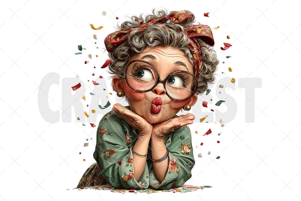 Whimsical Old Lady Birthday Clipart, an Illustration by Craft Nest (Photo 11 of 12)