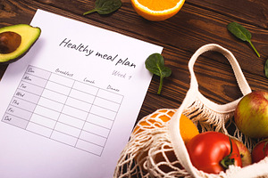 A table with a weekly nutrition plan featuring plan, nutrition, and meal