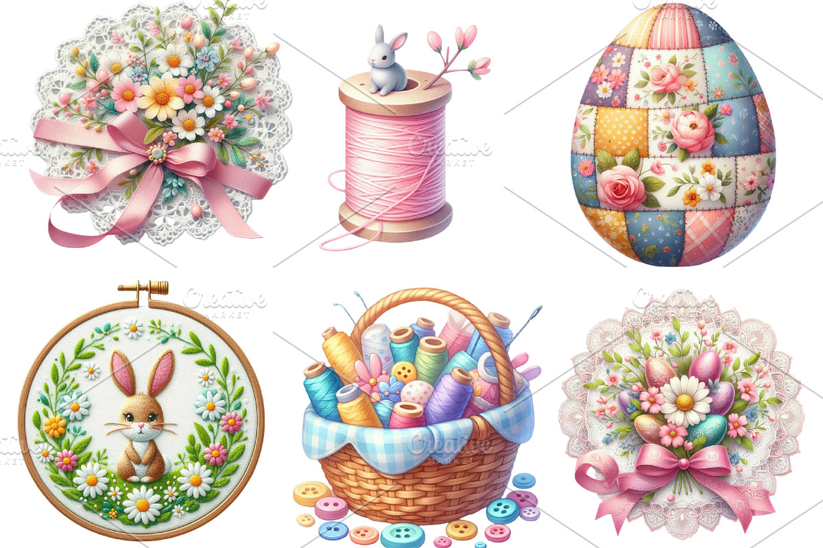 Spring & Easter Sewing Clipart, an Illustration by Watercolor design (Photo 3 of 4)