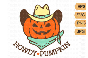 Pumpkin Cowboy SVG Halloween Cut